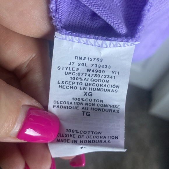 Champion Women’s Long Sleeve Hooded Tee w Kangaroo Pocket Purples & Pinks sz XL - Picture 6 of 7